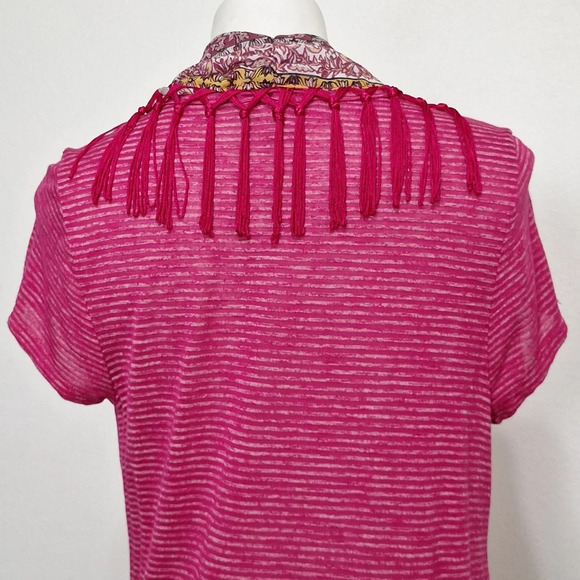 Energe World Wear Bohemian NWOT Pink Boho Striped W/Scarf & Twist Bottom Hem *XL - Picture 11 of 13